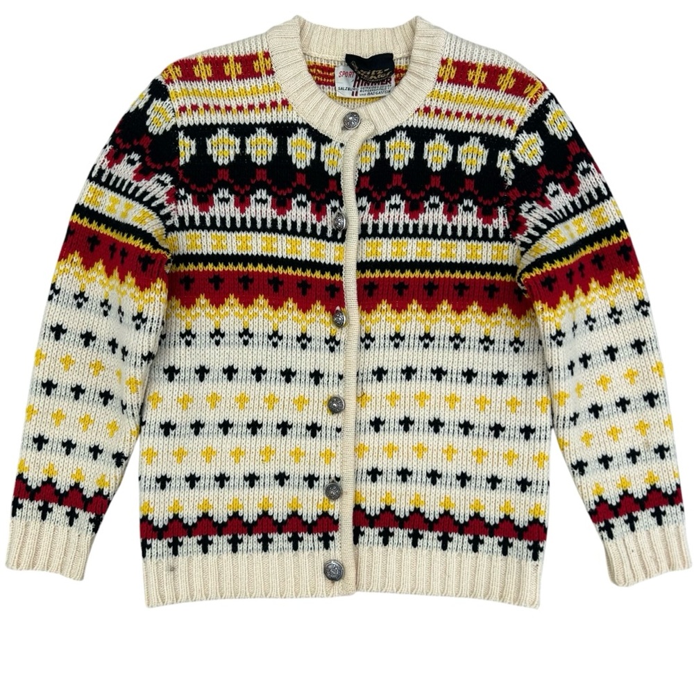 Vintage Kitz-Pichler Cardigan MEDIUM Pure New Wool 80s Grandmacore Cottagecore
